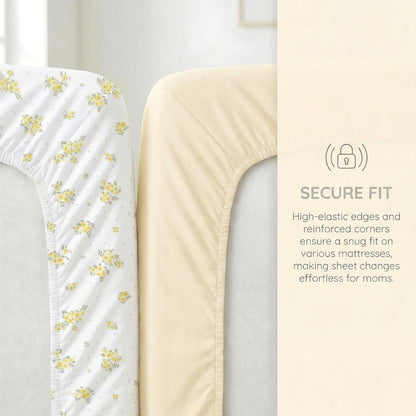 4 Pack Stretchy Bassinet Sheets 20" x 33" Fit for Baby Delight, BCOL, Jimglo, Angelbliss, Maxi-COSI & Most Regular Size Bedside Sleeper- Soft Breathable Fitted Bassinet Sheets - Light Pink & Star