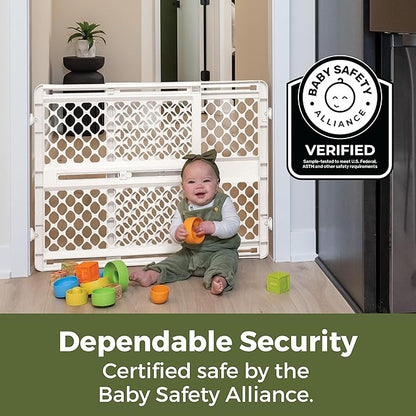 Toddleroo by North States - Renew 100% Recycled Plastic Baby Gate for Doorway; Sturdy for Indoor & Outdoor Use: Pressure Mounted, No Drill Gate; Made in USA; 26" to 42" Wide, 26" Tall; Pure White