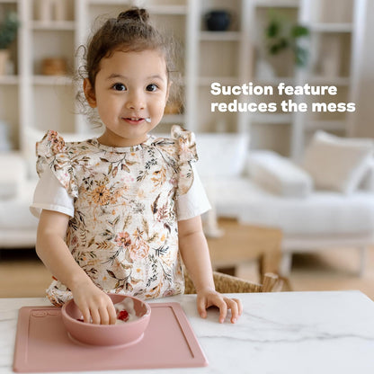 ezpz Happy Bowl - 24 Months + (Sage) - 100% Silicone Suction Bowl with Built-in Placemat – Dishwasher Safe