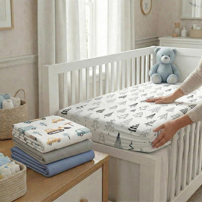 4 Pack Bassinet Sheets (19" x 33"), Compatible with Baby Delight, BabyBond, Dream On Me and Most Rectangle Bedside Sleeper Bassinet Mattress, Soft and Skin-Friendly, Mint Green and Color Rainbow
