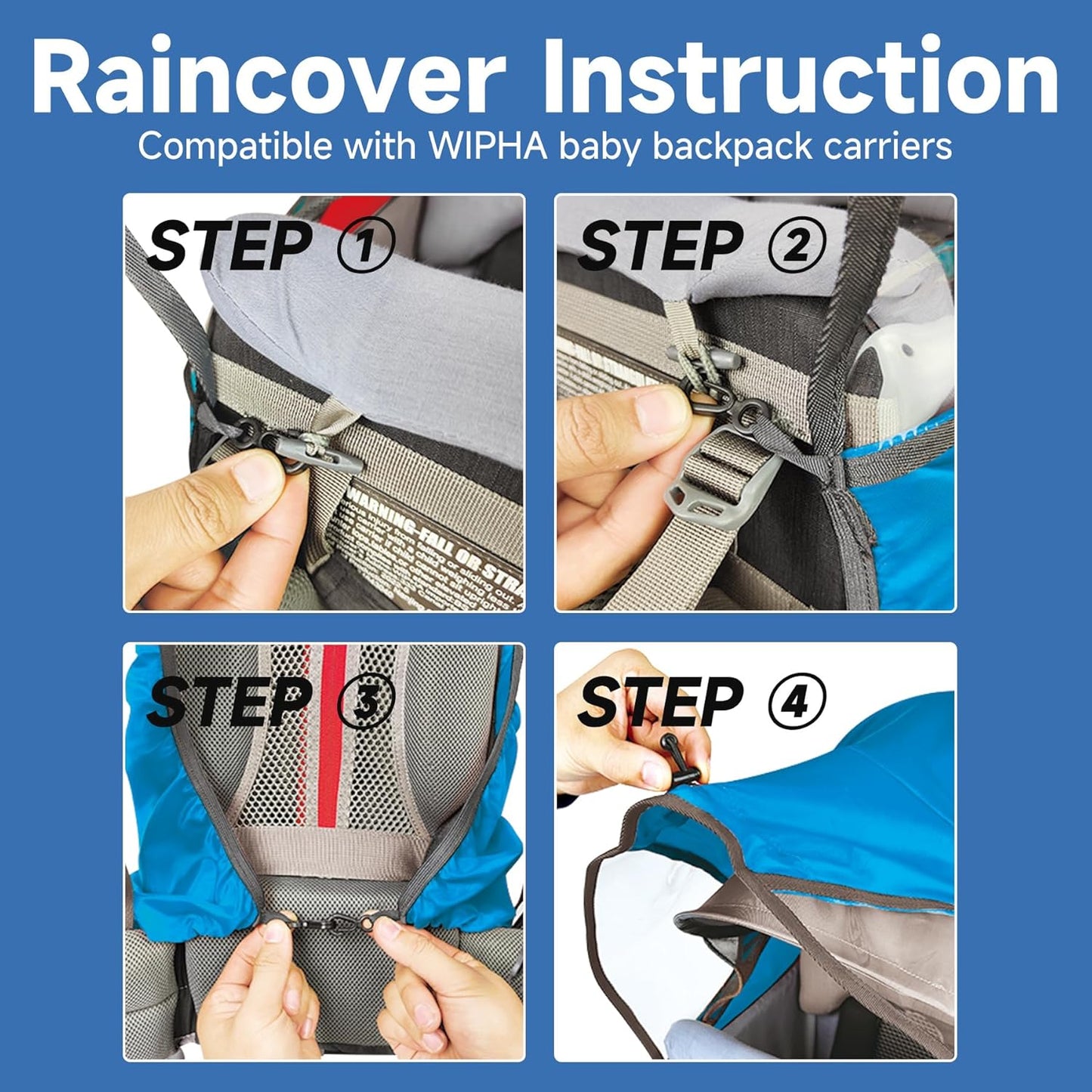 WIPHA Rain Cover for Baby Backpack Carrier – Waterproof & Breathable Rain Shield, Universal Fit Hiking Carrier Accessory with View Window, Lightweight & Foldable