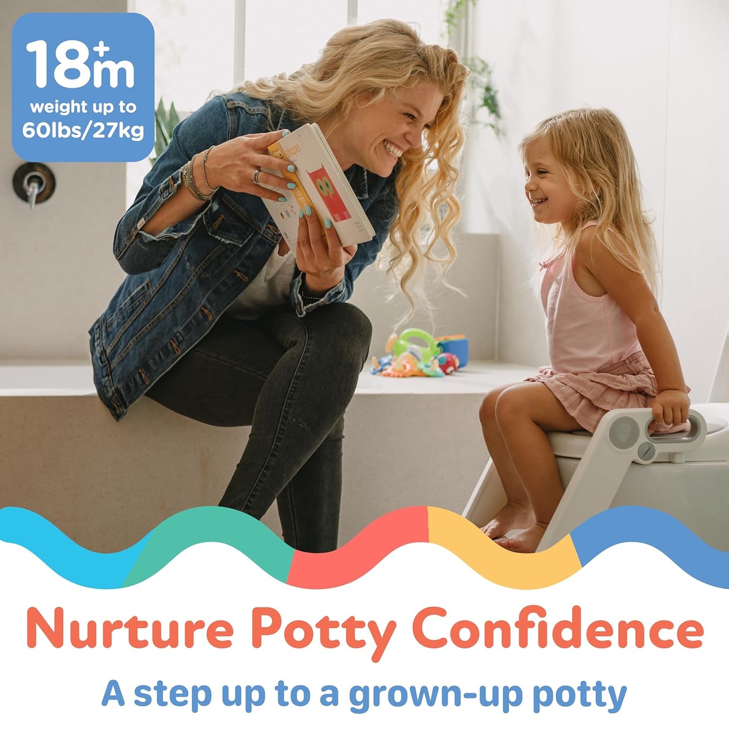 Nuby Step Ladder Toddler Potty Seat for Toilet - All-in-One Kids Potty Training Toilet Seat with Ladder for Toddlers 18+ Months - Pink