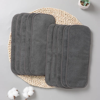10pcs Reusable Soft 3 Layers Inserts for Baby Cloth Diaper,High Absorbing Washable Liners (10pcs-Grey Inserts)