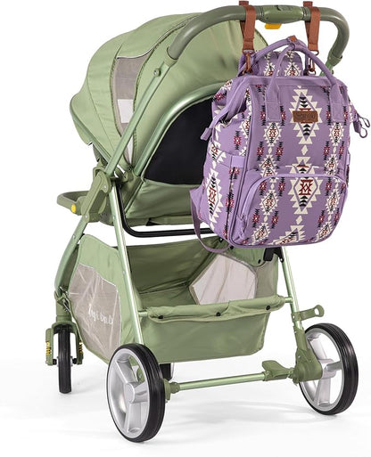 Montana West Wrangler Diaper Bag Backpack Aztec Travel Backpack Purses Western Multi-Function Baby Bags for Mom with Waterproof Insulated Pockets