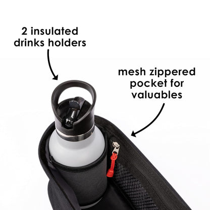Diono Buggy Buddy Universal Stroller Organizer with Cup Holders, Secure Attachment, Zippered Pockets, Safe & Secure, Gray