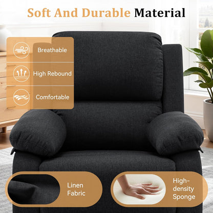 Korser Recliner Chair, 360 Swivel Rocker Chair for Adults, Small Rocking Recliner for Small Spaces, Upholstered Fabric Glider Recliner Nursery