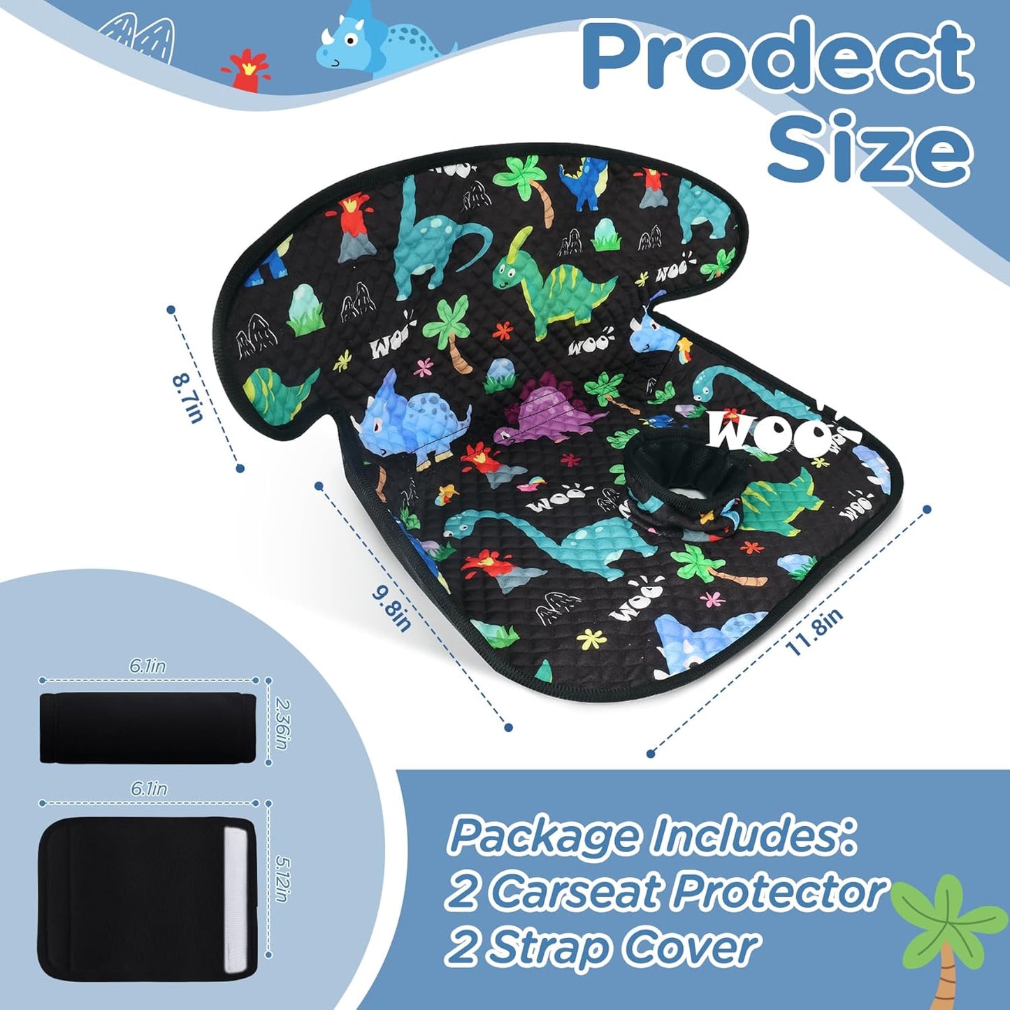 Piddle Pad Car Seat Liner, Waterproof Soft Car Seat Protector for Potty Training, Travel-Friendly Baby Toddler Carseat Cover, Machine Washable Liner for Spills, Potty Accidents (Blue, 2PC)