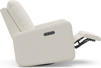 Graco Teddi Power Recliner Swivel Glider, Electronic Power Recline, Oeko-TEX 100 Certified, USB-A & USB-C Charger, Premium Cushioning & Comfort – (Ivory Basketweave)