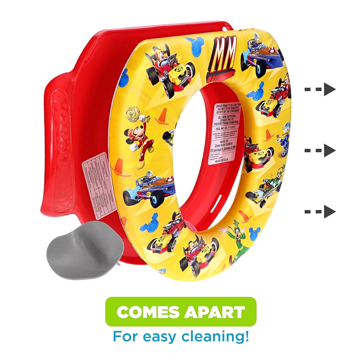 Disney Mickey Mouse "Track Adventures" Soft Potty Seat and Potty Training Seat - Soft Cushion, Baby Potty Training, Safe, Easy to Clean