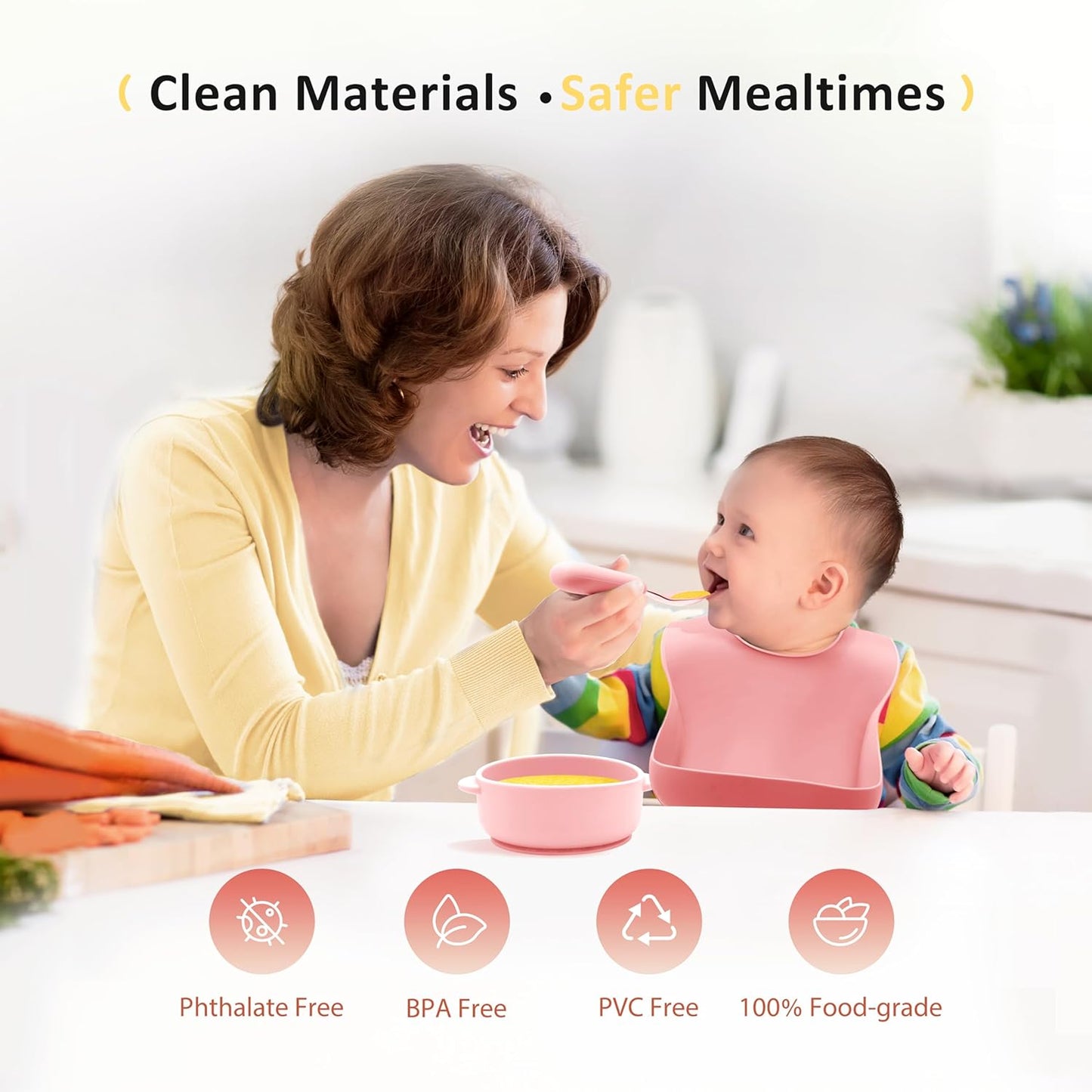 Bufims Silicone Baby Feeding Set, Baby Led Weaning Supplies, Eating Essentials Utensils with Suction Plate and Bowl, Pocket Bib, Sippy Cup with Lid, Forks Spoons Snack Container, for 6+ Months, Green