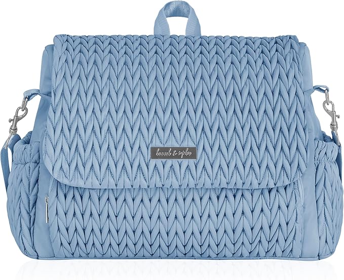 Hannah & Sophia Belle Convertible Baby Diaper Backpack & Bag in Moonmist Blue, Large Size, Dual Sided Water Resistant Changing Mat Included, Detachable Shoulder Straps, Easy To Use
