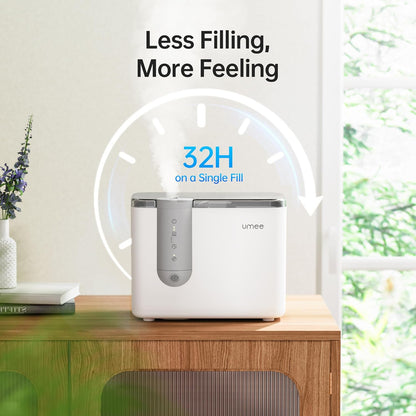 Humidifiers for Bedroom, 4L Top Fill for Large Room, 32H Runtime, Quiet Ultrasonic Cool Mist Humidifier for Home, Indoor, Baby Nursery, Plants, Easy to Clean & Fill, White