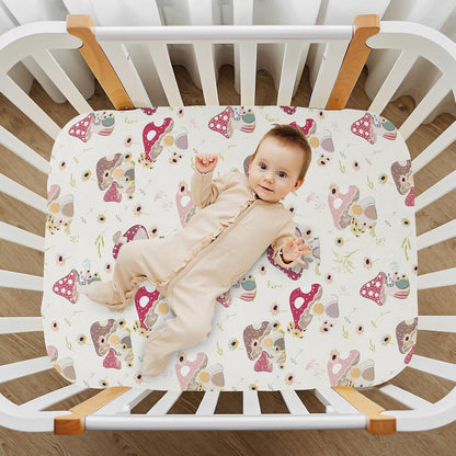 Fitted Crib Sheets White Bears with Clouds Stretchy Portable Playard Sheets for Baby Toddler, Breathable Soft Mini Crib Mattress 39 x 27 in for Boys and Girls