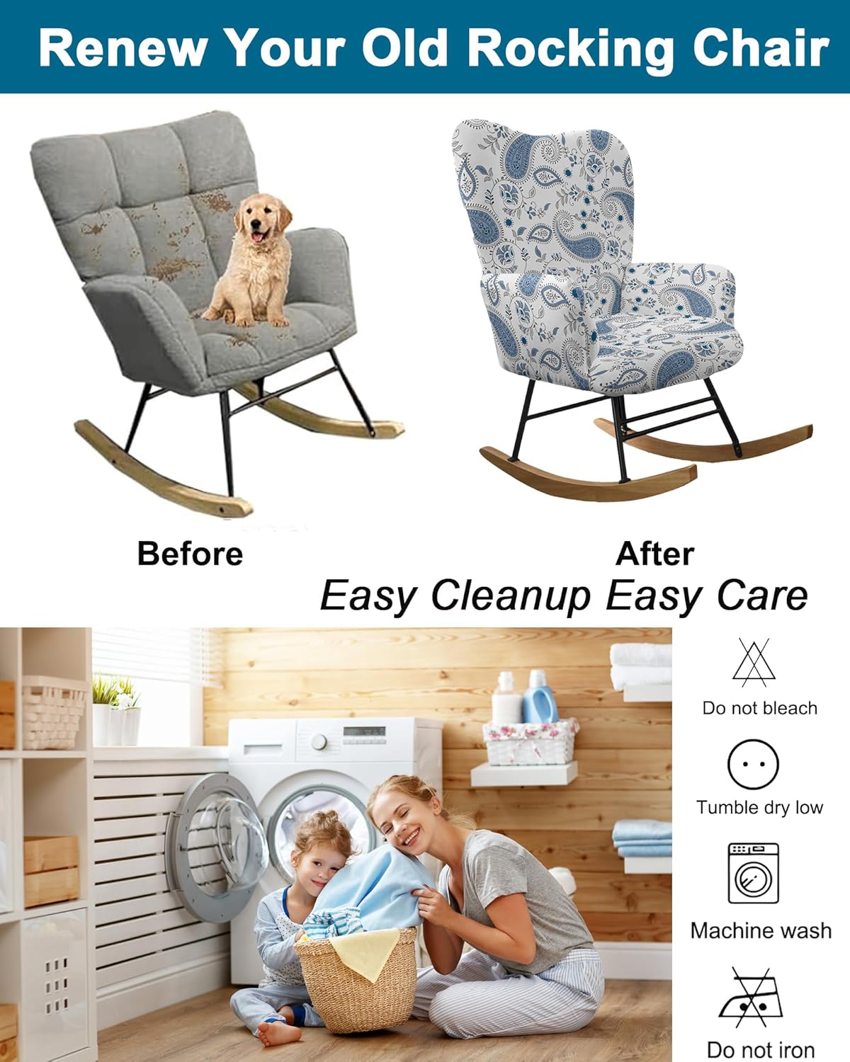 CRFATOP Jacquard 1 PC Nursery Rocking Chair Recliner Covers Upholstered Glider Rocker Banquet Armchair Slipcover Stretch Accent Chairs Furniture Protector for Living Room Bedroom Offices,Green