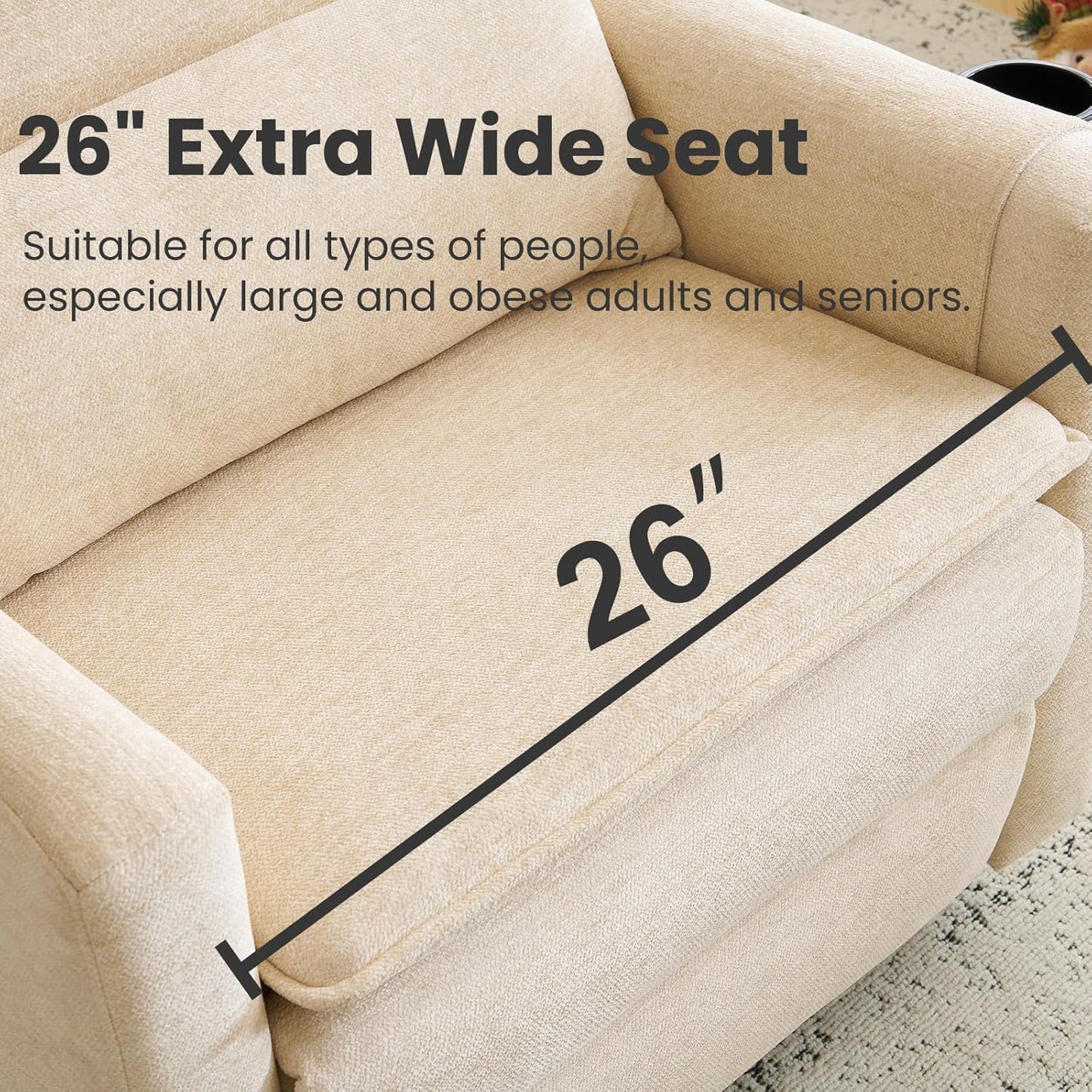 Power Recliner Chair Swivel Glider with Adjustable Headrest，Oversized Swivel Rocker Recliner with Lumbar Support, Upholstered Nursery Glider Recliner for Living Room,White