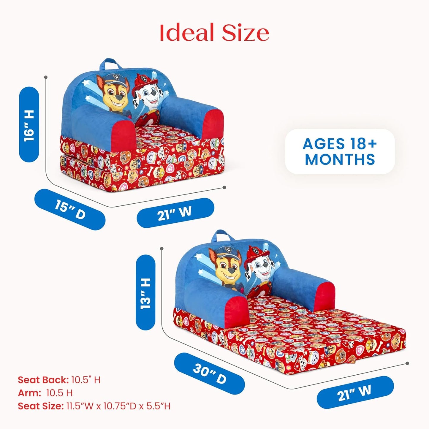 Delta Children - Cars Cozee Buddy Flip-Out Kids Chair, Blue