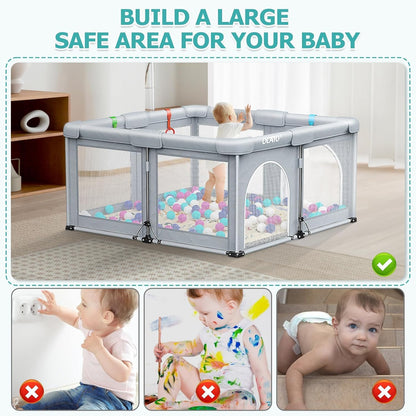 OCATO Baby Playpen Play Pen: Foldable Playpen for Babies and Toddlers Playard for Indoor Outdoor Activity Center Game Fence Safety Area Toddler Play Pen for Babies 6-12 Months Baby Gifts (50" × 50")