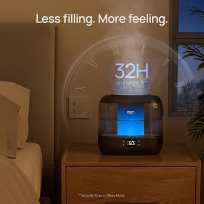 Dreo Smart Humidifiers for Bedroom, Top Fill 4L Supersized Humidifier Large Room with 28 dB, 36H Runtime, Touch/APP/Voice Control, Nightlight, Cool Mist Humidifiers for Baby, Plants, Indoor, Black