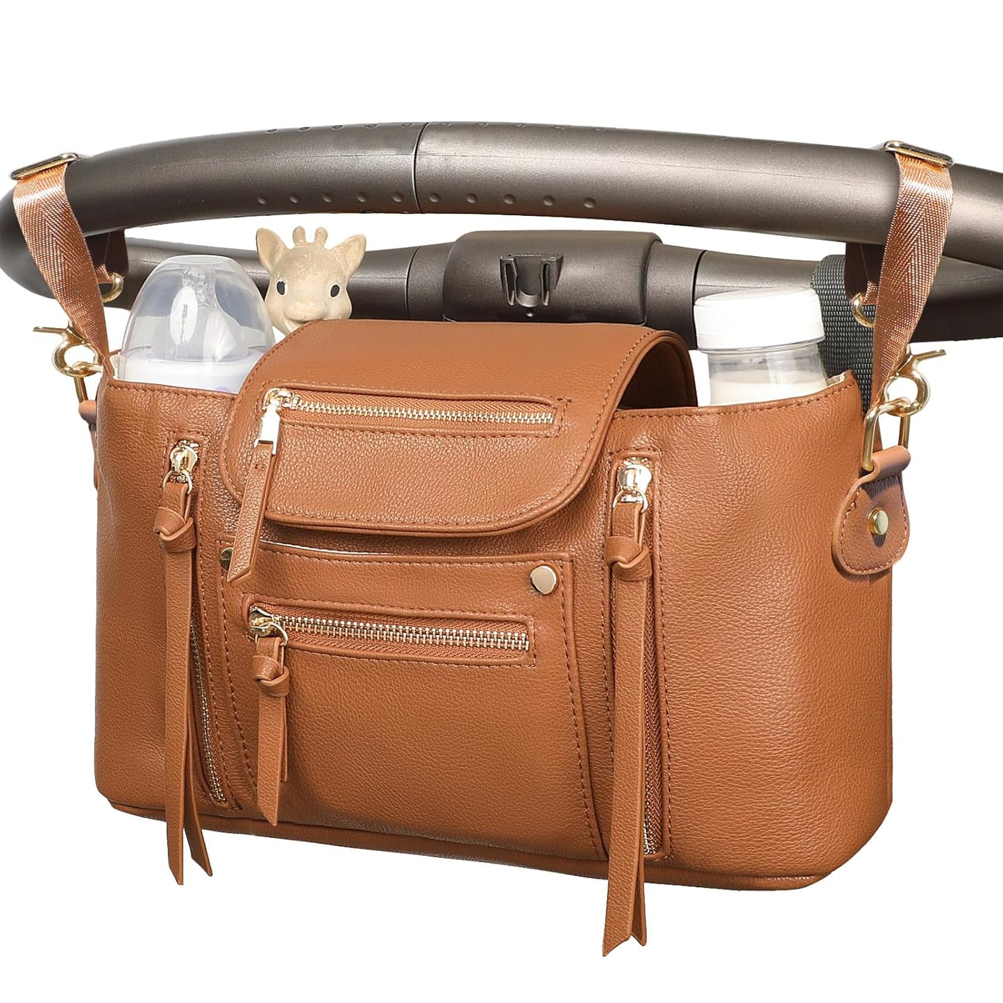 miss fong Universal Stroller Organizer with Insulated Cup Holder Stroller Caddy Baby Storage Bag with Adjustable Strap, Fits for like Uppababy, Baby Jogger, Britax, Umbrella
