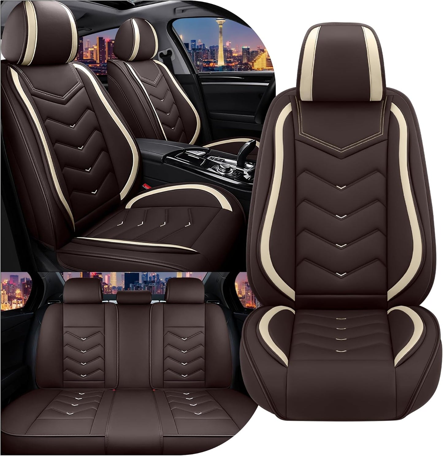 CTDS Car Seat Covers for MINI Convertible 2013-2026, Stylish Sport Seat Covers, Premium Nappa Leather Car Seat Cover. Automobile Seat Covers Sets.(Luxury 5 Seats/Beige)