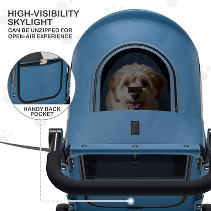 MoNiBloom Large Pet Stroller with Anti-Slip Ramp, Heavy Duty Dog Stroller Up to 99lb, Safe & Gentle Mobility Aid, All-Terrain Wheels, Idea for Injured, Disabled, & Senior Dog