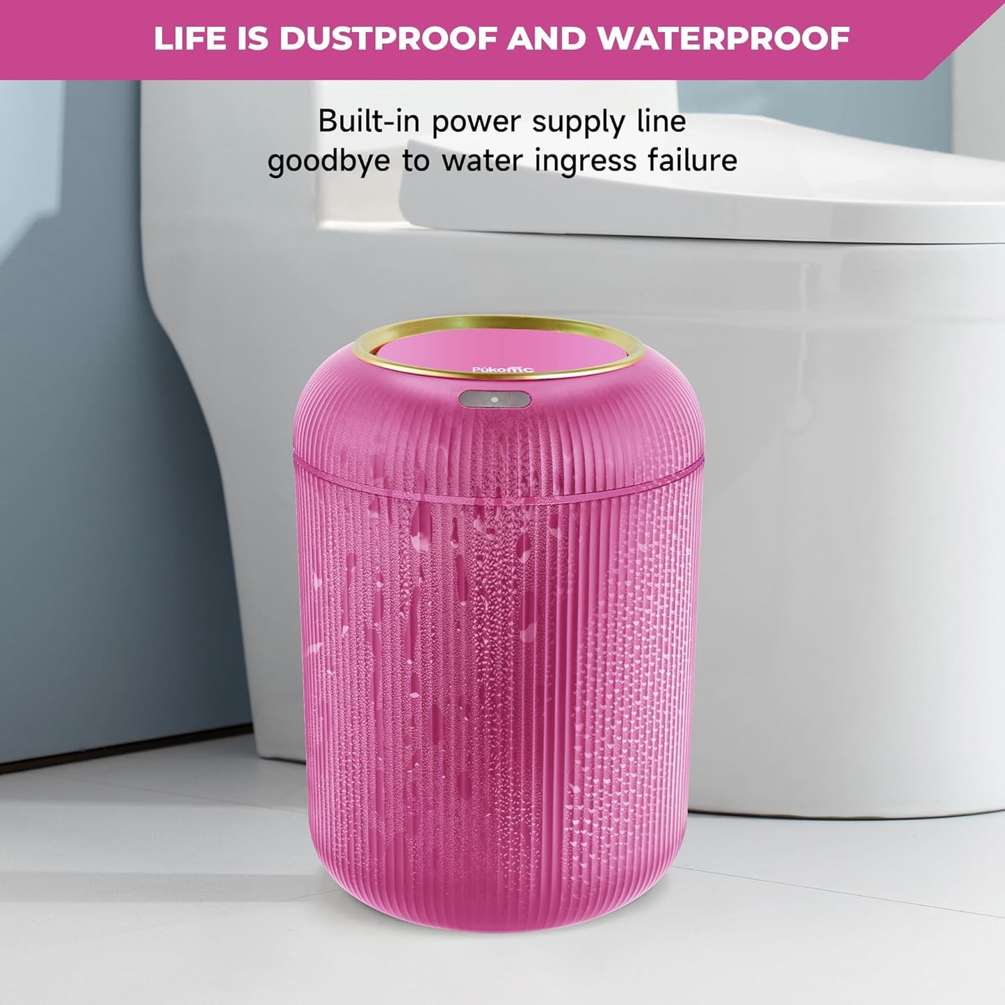 Pukomc Smart Sensor Wastebasket, Convenient and Hygienic Easy to Use, Technology Sensor Waterproof Wastebasket Plastic Trash can for Kitchen, Bathroom, Bedroom, Living Room, Office and Outdoor