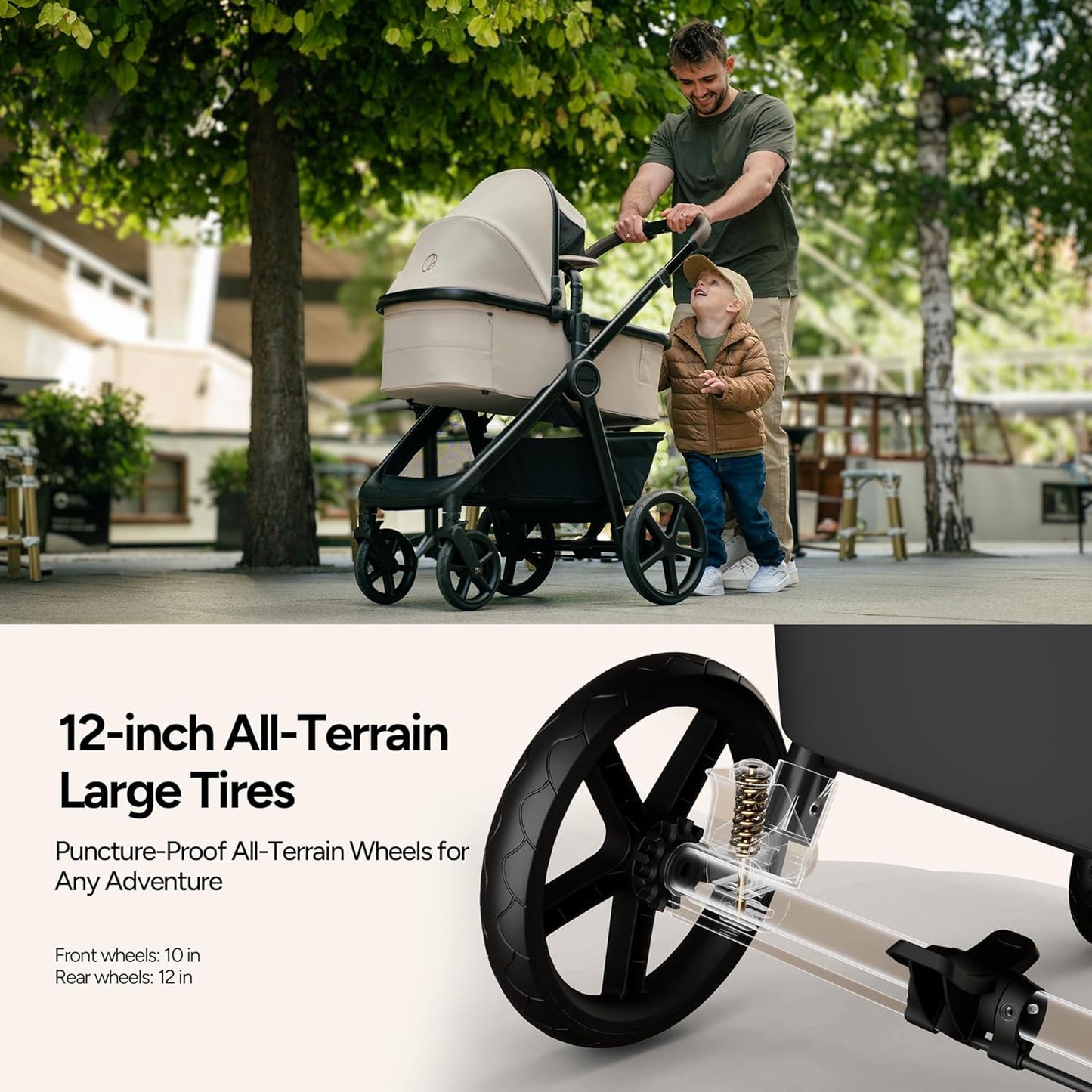 Mompush Ultimate2 Baby Stroller, Premium Convertible Full-Size Stroller for Toddler, Reversible Seat with One Hand Recline Adjustment, Car Seat Adapter Included