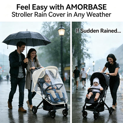 Clear Stroller Rain Cover, Universal Stroller Accessories, Waterproof Travel Weather Shield Breathable Baby Stroller Cover, Safety EVA Protect from Wind, Dust, Snow