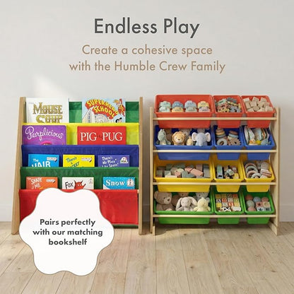 Humble Crew, Natural/Primary Kids' Toy Storage Organizer with 12 Plastic Bins, 34*35*15.5inch