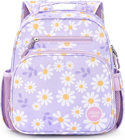 mibasies Toddler Backpack for Girls 2-4: Preschool Kindergarten Backpack - Cute Kids Backpacks for Girls - Daisy Purple