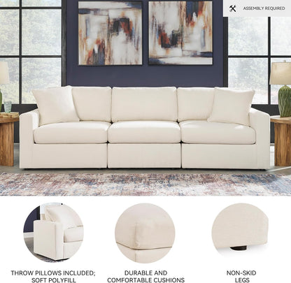 Signature Design by Ashley Modmax Coastal Press-Back Swivel Glider Rocker Recliner with Machine Washable Cover, Hidden Storage Compartments and 2 Bolster Pillows, Beige - Colors B