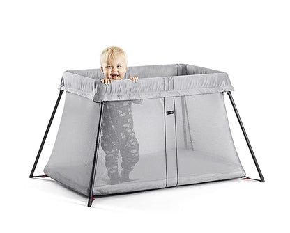 BABYBJORN Travel Crib Light - Silver + Fitted Sheet Bundle Pack ,Silver, One Size