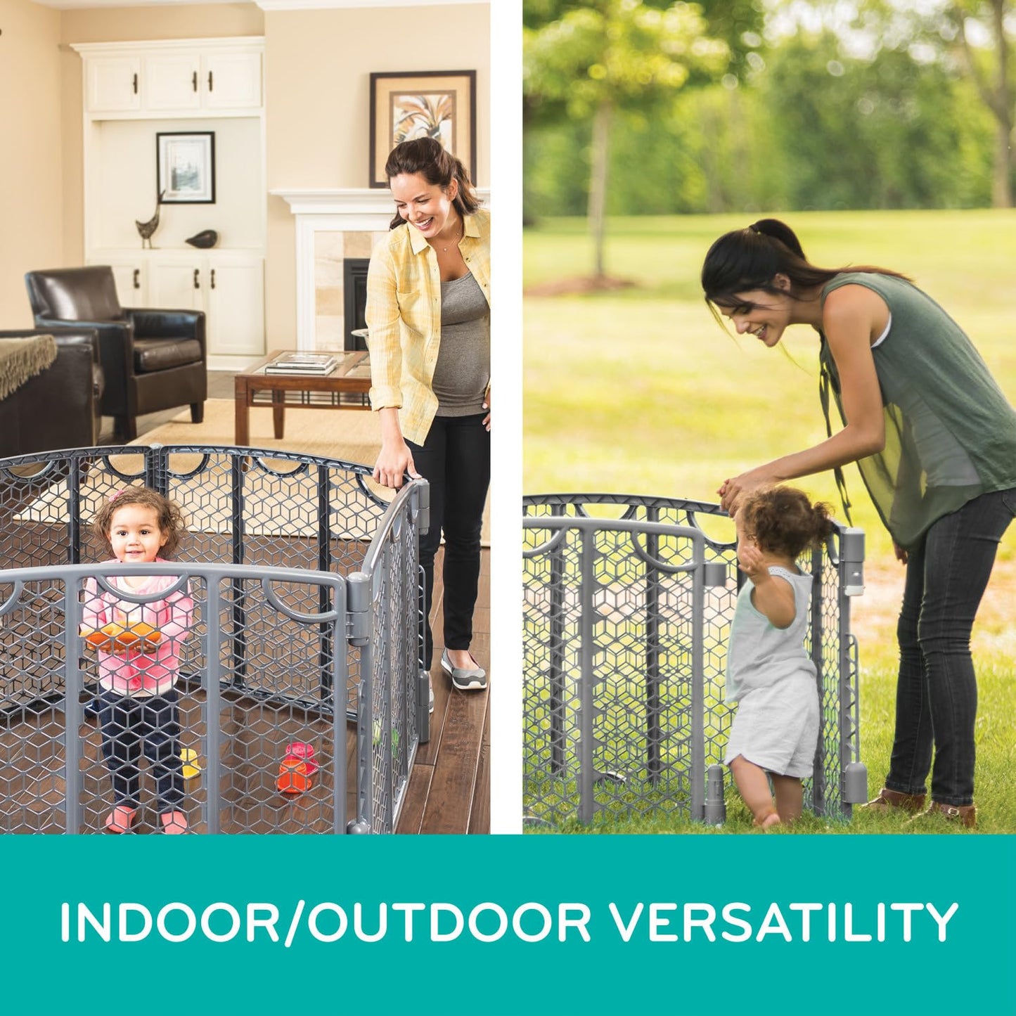 Evenflo Versatile Play Space Adjustable Play Area, 6-Panel (Cool Gray)
