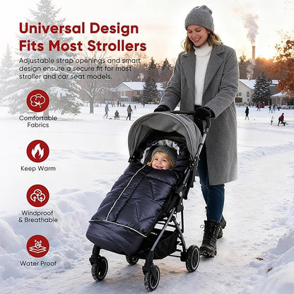 Universal Stroller Blanket & Stroller Footmuff,Water-Repellent Bunting Bag for Babies,Toddlers and Kids,Zipper Footmuff for Stroller,Stroller Winter Cover Warm Baby Sleeping Bag