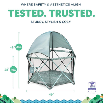 Baby Delight Go With Me Eclipse Mesh Portable Playard | Playpen | Sun Canopy | Indoor and Outdoor | Watercolor Stripe Base