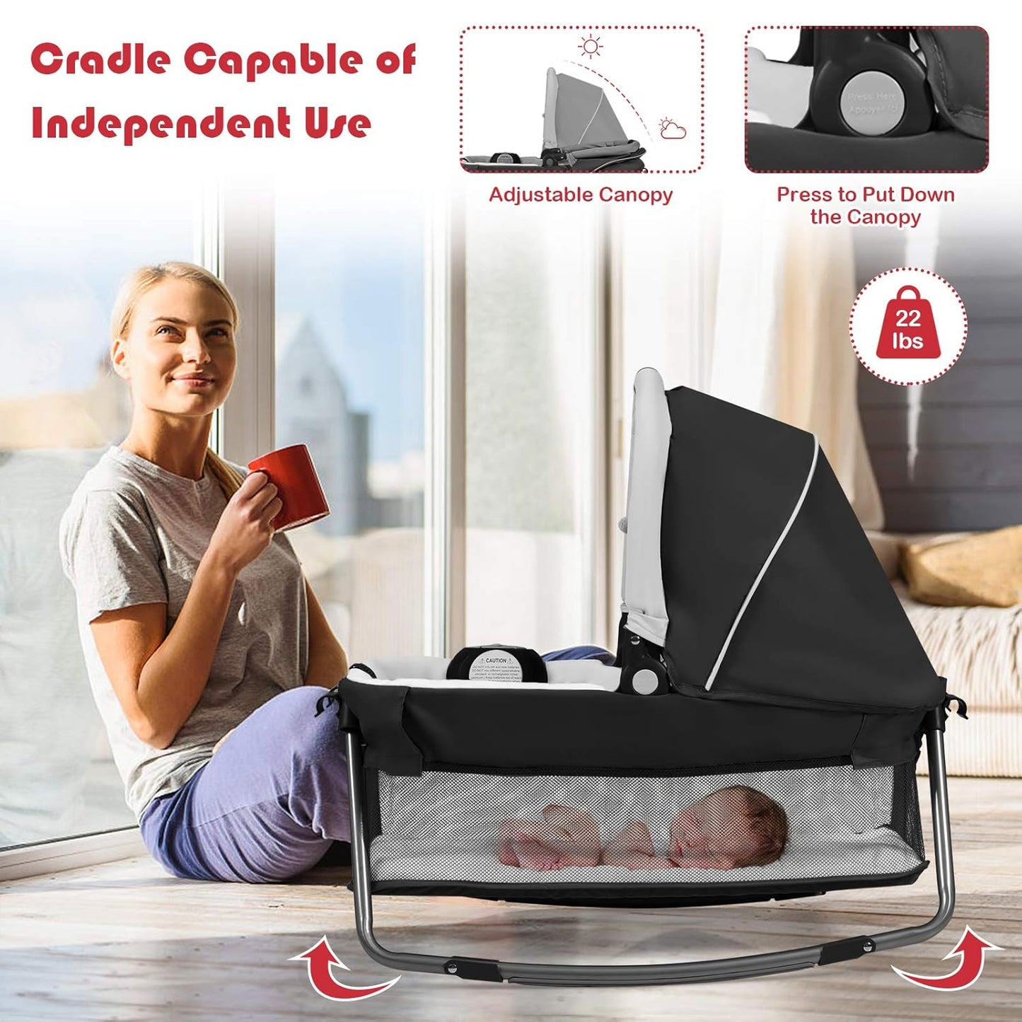 BABY JOY 5 in 1 Pack and Play, Portable Nursery Center Baby Playard w/Bassinet & Diaper Changing Table, Bag, Infant Bassinet Crib Activity Center for Baby Toddlers Indoor Outdoor (Royal Blue, Classic)