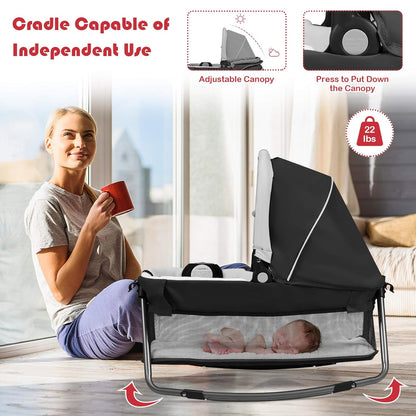 BABY JOY 5 in 1 Pack and Play, Portable Nursery Center Baby Playard w/Bassinet & Diaper Changing Table, Bag, Infant Bassinet Crib Activity Center for Baby Toddlers Indoor Outdoor (Royal Blue, Classic)