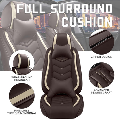 CTDS Car Seat Covers for MINI Convertible 2013-2026, Stylish Sport Seat Covers, Premium Nappa Leather Car Seat Cover. Automobile Seat Covers Sets.(Luxury 5 Seats/Beige)