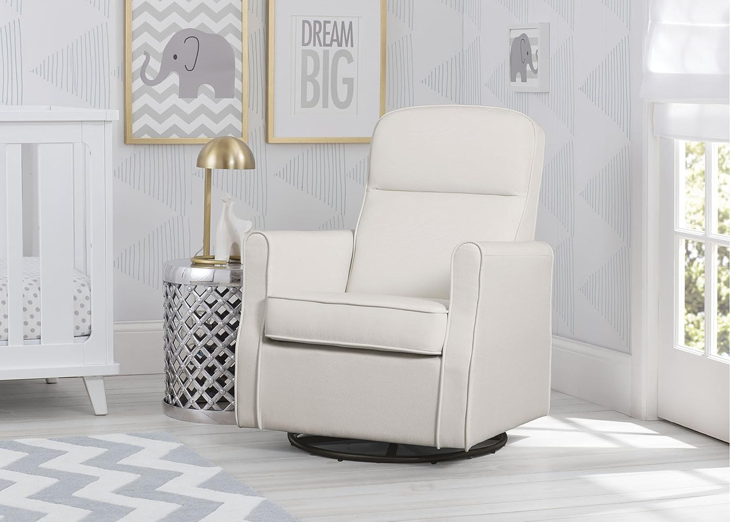 Delta Children Blair Slim Nursery Glider Swivel Rocker Chair, Charcoal