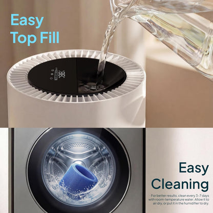 Livatro Stainless Steel Humidifier, 3L Warm Mist Humidifier, Easy Clean with Warm Steam Humidifier, Healthy Air Mist Humidifiers for Bedroom Living Room, with Sleep Mode and Auto-off Setting
