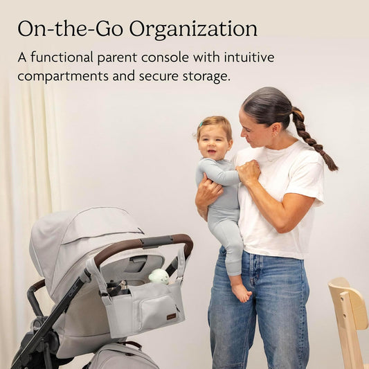 UPPAbaby Carry-All Parent Organizer – Easy Attach, Universal Fit – Multiple Compartments for Beverages, Snacks + Personal Items – Secure Zippered Pocket – Charcoal