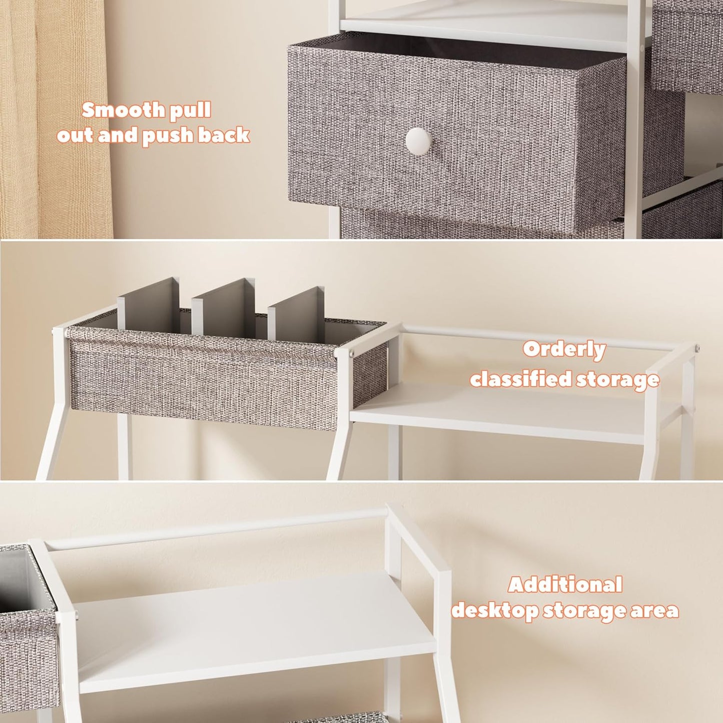 DTK Baby Diaper Caddy Organizer, 3 Tier Rolling Diaper Cart with Dividers and Drawers, Mobile Utility Baby Storage Cart with Wheels, Baby Newborn Essentials for Nursery, Bedroom, Charging Table，Crib