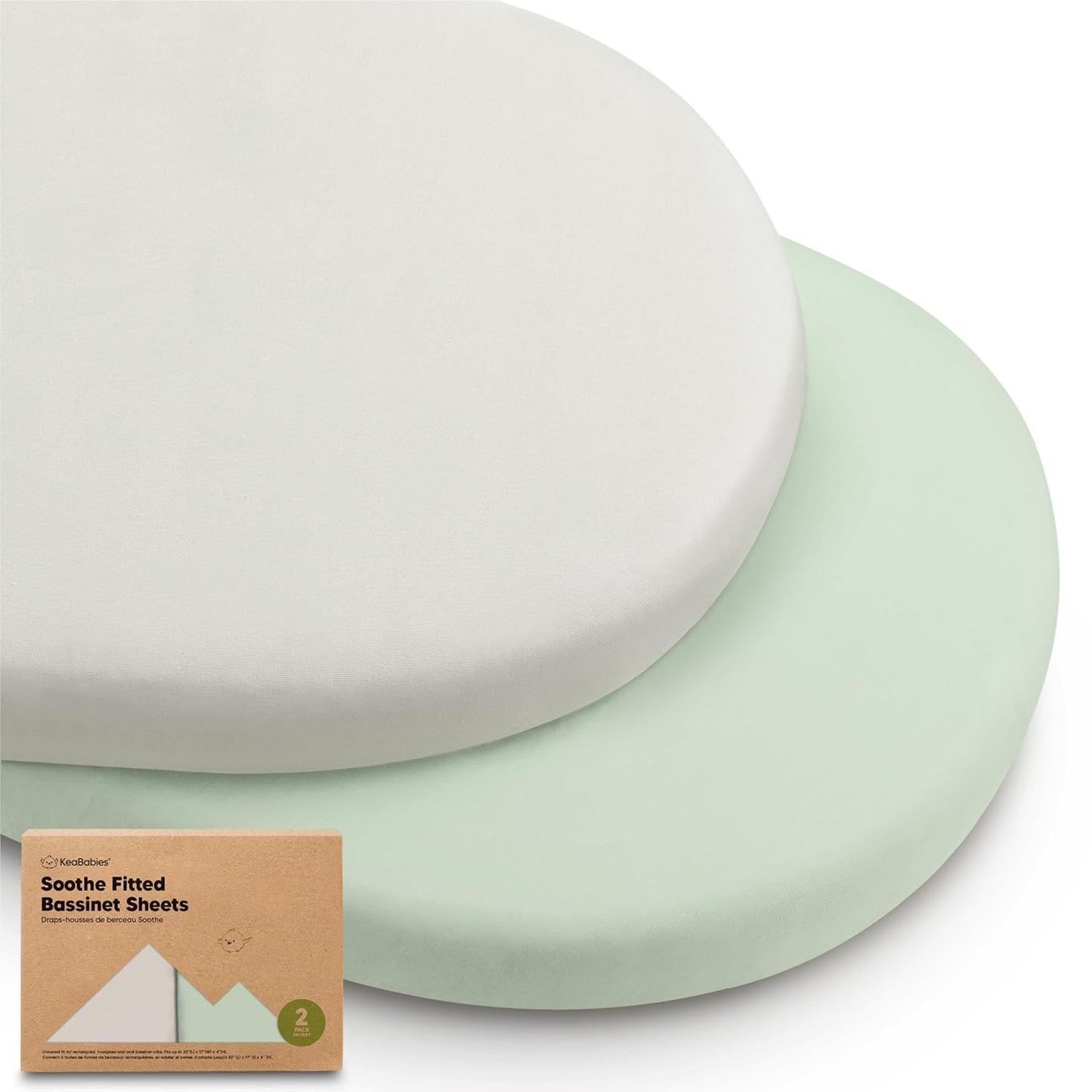 2-Pack Organic Bassinet Sheets for Girls, Boys - 100% Cotton Bassinet Mattress Sheets Compatible with Halo Bassinest Swivel Sleeper, Graco, Baby Delight, Chicco, Unisex Fitted Bassinet Sheets (Elly)