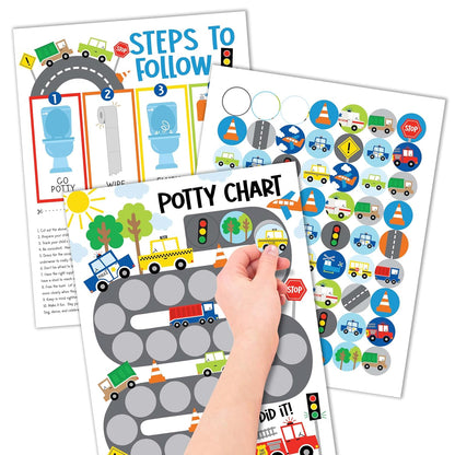 Hadley Designs Potty Training Chart for Toddlers Boys -10 Sticker Potty Chart for Toddlers Boys, 8.5x11" Potty Training Sticker Charts for Toilet Success, Monster Truck Toddler Reward Chart for Kids