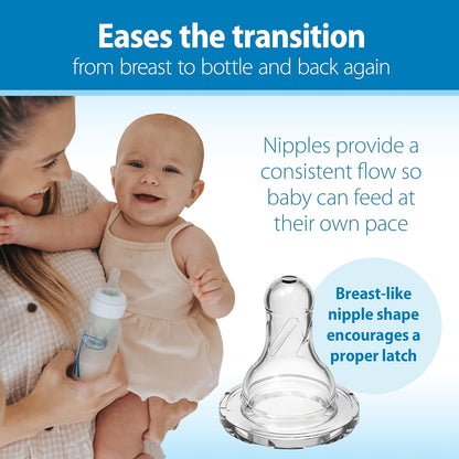 Dr. Brown's Anti-Colic Baby Feeding Set with Slow Flow Nipples, Travel Caps, Silicone Pacifier - Pink
