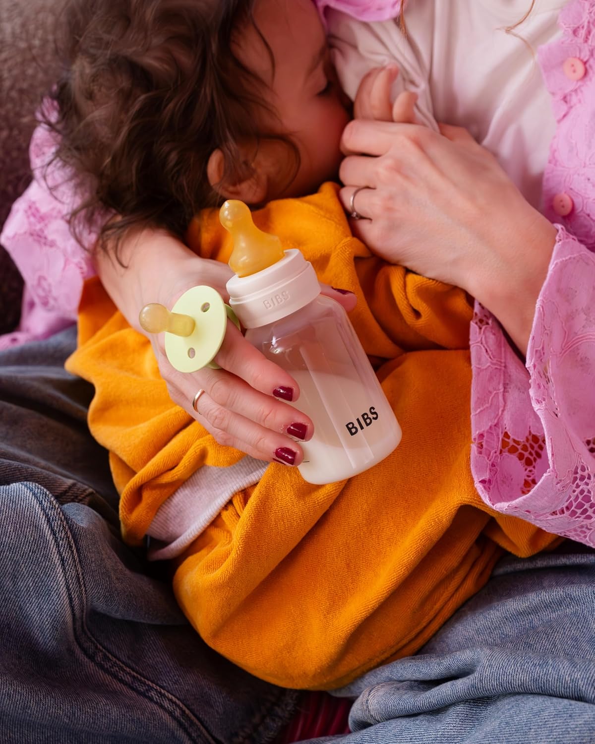BIBS Baby Bottle 5 oz / 150 ml Silicone Nipple 2 Pack - Anti-Colic, BPA-Free, Round Nipple, Slow Flow, Lightweight & Easy to Clean, Suitable for Newborns 0+ Years - Ivory