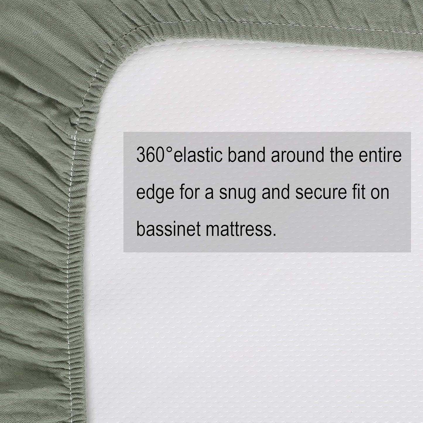 Onacosht Muslin Bassinet Sheets 3 Pack, 100% Cotton Baby Fitted Sheet 33" x 19" Compatible with Mika Micky, KoolaBaby (3 in 1), BabyBond, HARPPA and RICUTON Bedside Bassinet, Green, Floral and Cactus