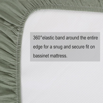 Onacosht Muslin Bassinet Sheets 3 Pack, 100% Cotton Baby Fitted Sheet 33" x 19" Compatible with Mika Micky, KoolaBaby (3 in 1), BabyBond, HARPPA and RICUTON Bedside Bassinet, Green, Floral and Cactus