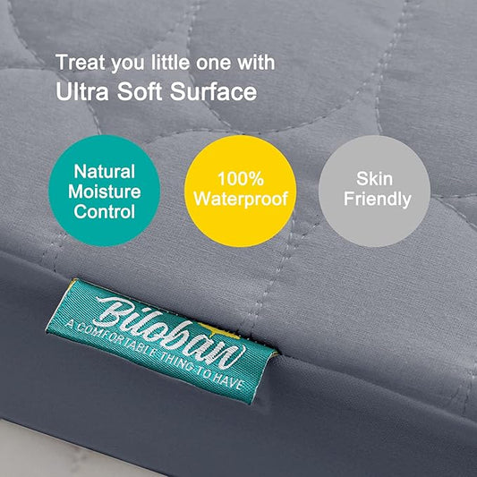 Biloban Crib Mattress Protector Pad Waterproof, Toddler Waterproof Crib Mattress Cover, Machine Washable & Dryer Fit Baby Toddler Bed Mattress Protector (Standard Size 52” x 28”), Grey