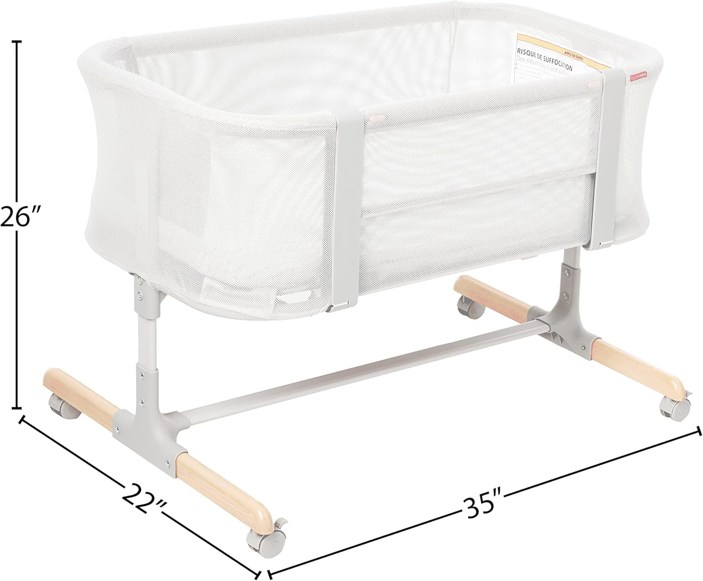 Skip Hop Baby Bassinet, Cozy Up 2-in-1 Bedside Sleeper & Bassinet, Grey